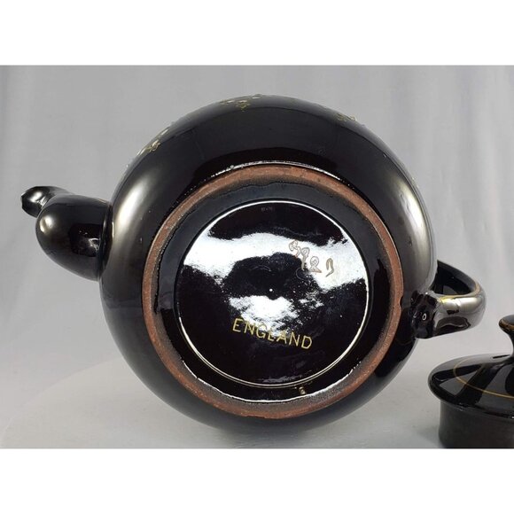 England Sudlow Teapot 3983 Black Dark Brown Vintage WWII Chipped - Picture 6 of 12